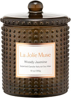 LA JOLIE MUSE Woody Jasmine Candles for Home Scented, Luxury Candles Gifts for Women, Mother's Day Gift, Natural Soy Wax, 75 Hours 10 OZ