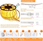 SURNIE 150FT LED Rope Lights Outdoor: Waterproof Flexible 110V 3000K Warm White LED String Light - Cuttable Connectable Clear Lighting Tube for Indoor Stairs Patio Garden Party Decor, Not Flat Strip