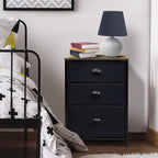 Sorbus Nightstand with 3 Drawers - Bedside Furniture & Night Stand End Table Dresser with Steel Frame, Wood Top, Easy Pull Fabric Bins for Home, Bedroom Accessories, Office & Dorm