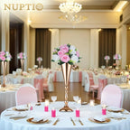 NUPTIO Pcs of 6 Fake Flower Ball Arrangement Bouquet,15 Heads Plastic Roses with Base, Suitable for Our Store's Wedding Centerpiece Flower Rack for Parties Valentine's Day Home Décor (Pink & White)
