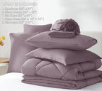 CozyLux Full Size Comforter Sets Dusty Purple - 7 Pieces Bed in a Bag Full, Soft Bed Set for All Seasons, Bedding Set with Down Alternative Comforter, Sheets, Pillowcases & Shams, Grayish Purple