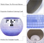 Tealight Candle Holder Set of 6, Grandient Mosaic Candle Holders Stained Glass Votive Candle Holder, Colorful Disco Ball Tealight Holder for Birthday Party, Weding Centerpieces, Home Decor