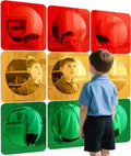 Geiserailie 9 Pcs Christmas Sensory Wall Mirror Acrylic Bubble Mirror Toys for Classroom Calming Corner Items - Sensory Room Have Visual, Tactile Stimulation (10 x 10 Inch,Red,Yellow,Green)