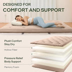 ZonLi Japanese Floor Futon Mattress Twin Size 75"x 39", 100% Cotton Cover 2.5'' Thicken Tatami Mattress, Foldable Sleeping Pad, Portable Dormitory Tatami Mat(Khaki)