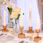 Candlestick Holders Bulk, 6 Pcs Amber Combination Candle Holders Set, Crystal Candle Holders for Wedding, Table Centerpiece, Home Decoration