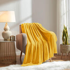 KMUSET Fleece Blanket Twin Size Honey Yellow Lightweight Super Soft Cozy Fuzzy Bed Blankets Microfiber Factory Shop