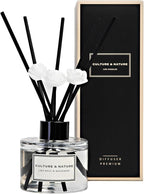 CULTURE & NATURE Reed Diffuser Set 4oz (120ml) Lime Basil & Mandarin Scented Diffuser with Sticks Home Fragrance Reed Diffuser for Bathroom Shelf Decor