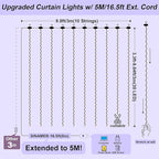 Upgrade 300 LED Curtain Light, 9.8ft x 9.8ft Copper Wire String Lights, USB Powered Hanging Window Fairy Lights, 8 Lighting Modes, Remote Control for Home Christmas Wedding Party, White