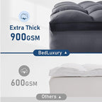 Twin XL Mattress Topper Extra Thick Pillowtop Cooling Plush Mattress Pad Cover Protector with 8-21 Inch Deep Pocket 3D Snow Down Alternative Fill Grey