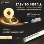 COB LED Strip Lights Daylight White 6000K,32.8ft 24V High CRI 95Ra+ Super Bright,Flexible Tape Lights for Bedroom,Mirror,Kitchen Cabinet, Living Room(Power Supply Not Included)