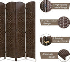 Room Divider 6 Panel Folding Privacy Divider 6 Ft Indoor Wall Divider Portable Partition Wood Screen, Brown