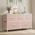 OLIXIS Dresser for Bedroom with 5 Drawers, Wide Chest of Drawers, Fabric Bedroom Dresser with Drawer Organizer, Storage Organizer Unit with Fabric Bins for Closet, Living Room, Hallway, Classic Black