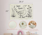Boho Rectangular Banner Flag Wall Sign Decor Gift for Baby Girls Kids,Nursery Baby Room Above Crib Playroom Reading Room Bedroom -Silly Goose Theme-Baby Present Shower,Birthday Christmas Gift