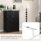 Giantex Bathroom Storage Cabinet with Drawers - 4 Drawer Storage Organizer w/Cupboard, Adjustable Shelf, Anti-Toppling Device, Entryway Storage Unit Console Table, Bathroom Floor Cabinet (Black)