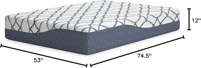 Signature Design by Ashley 12 Inch Chime Elite 2.0 Plush Green Tea Memory Foam Mattress for Cool Sleep and Pressure Relief, Full, Fiberglass Free, Mattress In A Box