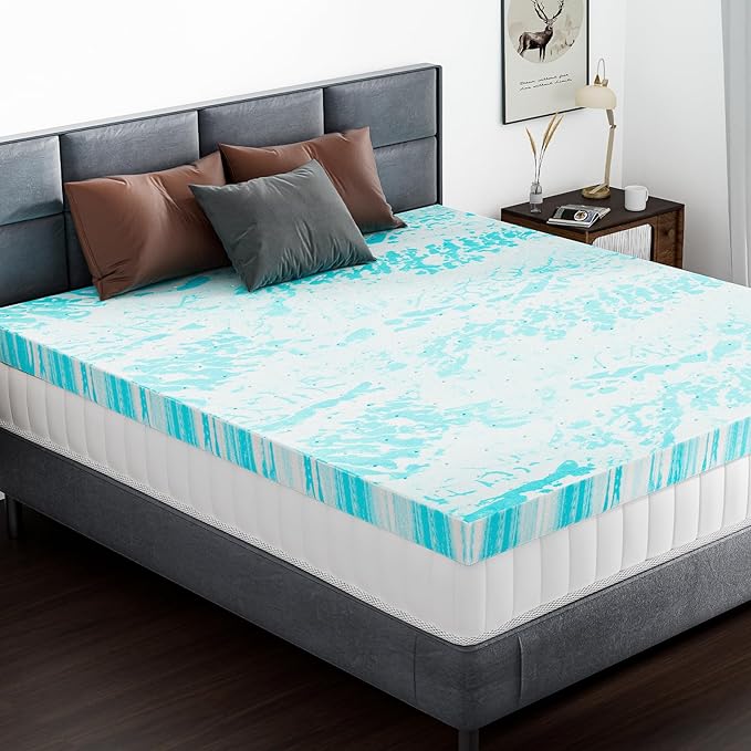 DUMOS Memory Foam Mattress Topper Full, 3 Inch Thick Gel Infused Bed Toppers for Full Size Bed, Cooling Soft Mattress Pads for Sleeper Sofa, RV, Camper, CertiPUR-US Certified, Blue