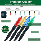 Christmas Lights - Battery Operated String Lights 50 LED Mini Lights 8 Modes Green Wire Mini Light Set with Timer for Christmas Tree Wreath Party Wedding Indoor Outdoor Decor, Waterproof, Multicolor