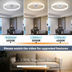 20'' Ceiling Fan with Light, Upgraded Low Profile Fan, Flush Mount Ceiling Fan, 6 Speeds, Dimmable LED, App & Remote Control, Quiet DC Motor, for Bedroom, Living Room, F116 White