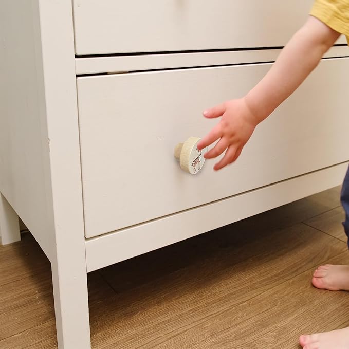 Animal Wood Dresser Cabinet Drawer Knobs Round Unique Decorative Wooden Drawer Knobs for Kids Cabinets (8, Log color1)