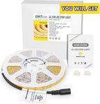 EMITEVER COB LED Strip Lights Warm White, 24V 2700K Tape Light Premium High Density, 300+Lumens/ft, 2400LEDs/Spool, Ra 90+, 16.4ft, 3W/ft, UL Listed 5 Year Warranty (Power Supply Sold Separately)