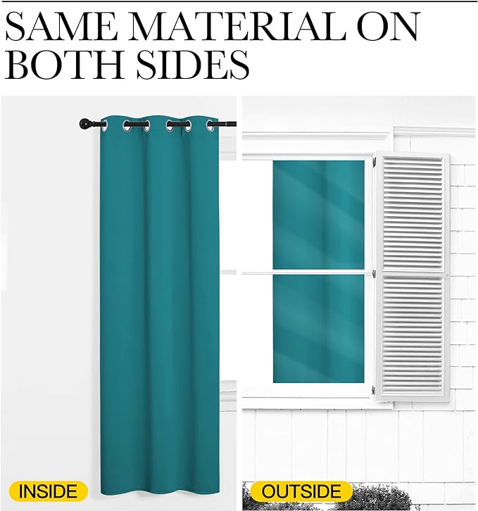 NICETOWN Room Darkening Curtains 40 inch Length 2 Panels, Peacock Teal, 2 Pieces, W29, Thermal Insulated Grommet Blackout Curtains for Modern Casual Elegant Bedroom Kids Room Theme Decoration