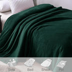 Exclusivo Mezcla Fleece Blanket King Size for Bed, Super Soft and Warm, All Season Use, Cozy, Plush, Lightweight, 90x104 Inches, Forest Green
