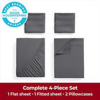 Mellanni Extra Deep Full Sheets - 4 PC Iconic Collection Bedding - Hotel Luxury, Ultra Soft, Cooling Bed Sheets - Wrinkle, Fade, Stain Resistant (Full, Gray)