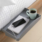 Modern Innovations Bedside Shelf for Bed, College Dorm Room, Bunk Bed Shelf for Top Bunk, Clip On Nightstand Tray with Cord and Cup Holder, Bunkbed Caddy for Table Storage (Dark Gray)