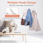 Coat Rack Wall Mount, Coat Hook Wall Mount, Wall Hooks for Hanging, Hat Rack for Walls, Coats Hanger with 12 Hook, Towel Hooks for Bathrooms (2 Pack, Silver)