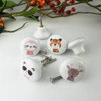 6pcs 1.5" 6Pack Cute Safari Animal Ceramics Kids Cabinet Furniture Nursery Cabinet Dresser Drawer Knobs and Door Pulls