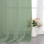 Chyhomenyc Sage Green Sheer Scarf Valances for Windows 216 Inch Extra Long, Window Scarf Drapes Rod Pocket Backdrop for Wedding Arch Draping/Party/Canopy Bed/Living Room, 2PC, 18 Feet Length