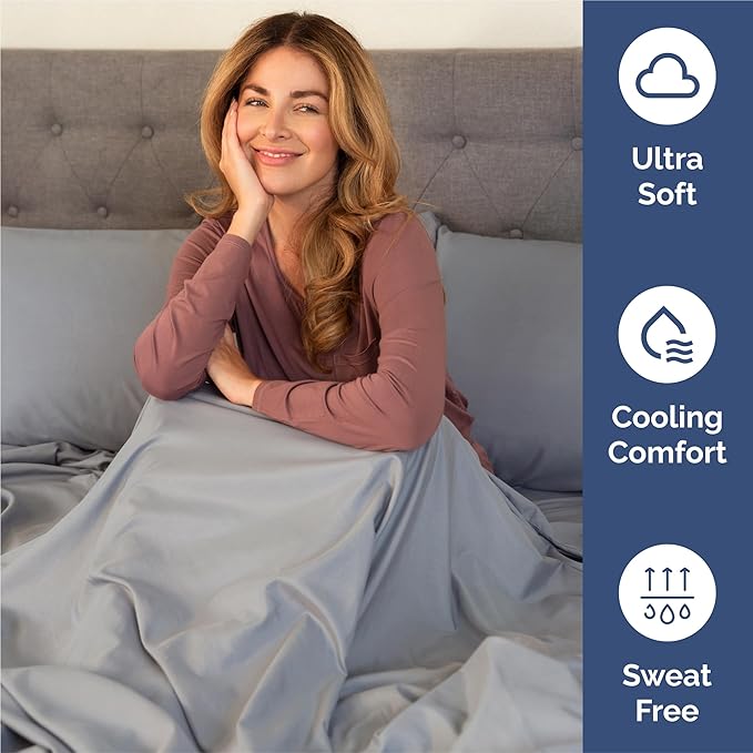King Sheets Set 6 Piece - Includes 4 Pillowcases - Bed Sheets King Size - Soft Hotel Luxury Bedding - Cooling, Comfy, Cozy & Breathable - 1 Flat & 1 Fitted & 4 Pillowcases w/ Deep Pockets - Steel Blue