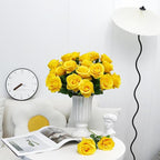 Ouddy Decor 20 Pcs Fake Yellow Roses Artificial Silk Flowers with Long Stems for Valentines Day Decor Wedding Home Party Table Centerpieces Bridal Bouquet DIY Floral Arrangment