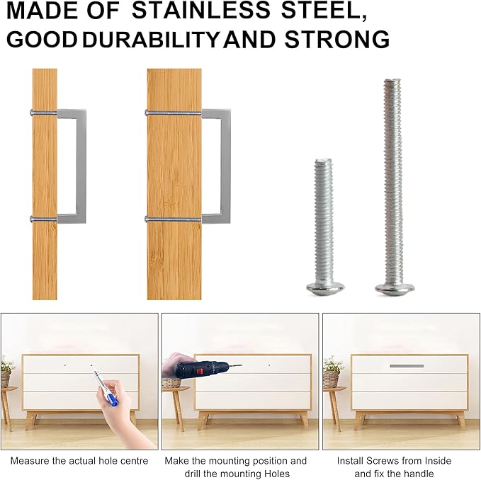 Cabinet Pulls Brushed Nickel Cabinet Handles Square Drawer Pulls, 10 Pack 18 Inch Stainless Steel Kitchen Door Cupboard Cabinet Handles, Cabinet Hardware Drawer Handles, 458mm Hole Centers