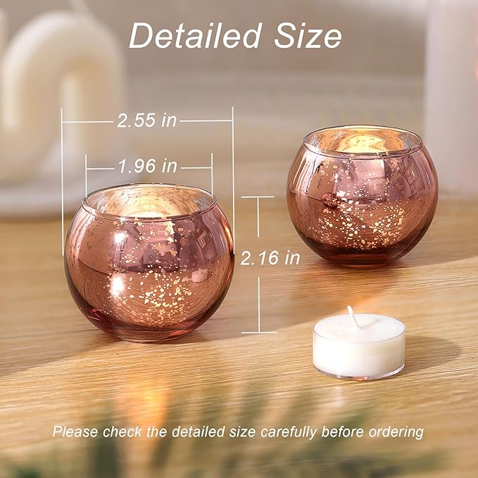 LAMORGIFT 36 Pcs Rose Gold Votive Candle Holders- Rose Gold Party Decorations for Wedding, Bridal Shower Decorations, Engagement, Sweet 16 Birthday Party Table Centerpieces, Mother's Day Decoration