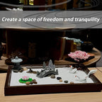 SRAYW Zen Garden Kit for Desk Decor. 11x7.5'' Beautiful Japanese Mini Zen Garden Meditation Gifts Set for Home,Office Desk＆Meditation Room.6 Tools ＆ 18 Accessories. Zen Sand Tray Therapy