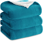 Bedsure GentleSoft Sherpa Fleece Blankets King Size for Bed - Thick and Warm Throw for Women and Men, Soft Fuzzy Plush King Blanket for Winter, Teal, 108x90 Inches