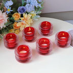 Woho Ribbed Glass Votive Candle Holders Set of 6, Red Tealight Candle Holder for Wedding Table Decor, Vintage Tea Lights Candle Holder for Christmas/Valentines Day Decorations (Red, 2.1" H X 2.75" D)