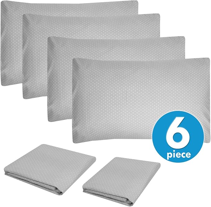 Full Size Bed Sheets - 6 Piece 1500 Supreme Collection Fine Brushed Microfiber Deep Pocket Full Sheet Set Bedding - 2 Extra Pillow Cases, Great Value, Full, Dot Gray