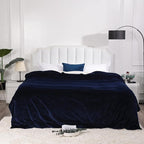 NANPIPER King Size Sherpa Blanket, Soft Fleece Throw for Bed, Reversible Thick Fuzzy Blanket for Winter (Navy Blue, 90x108 inches)