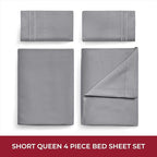 Mellanni RV Short Queen Sheets - 4 PC Iconic Collection Bedding - Hotel Luxury, Extra Soft, Cooling Bed Sheets - Deep Pocket up to 10 inch (RV/Short Queen, Gray)