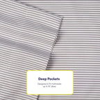 Cal King Size Bed Sheets - 6 Piece 1500 Supreme Deluxe Collection Deep Pocket Ultra Soft California King Sheet Set Bedding - 2 Extra Pillow Cases, California King, Classic Stripe Gray