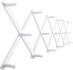SKOLOO Hat Rack for Wall with 17 Hooks, Solid Wooden, Modern, Expandable Coat Rack Wall Mount for Coats, Hats, Bags, Baseball Caps, White
