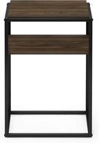 Furinno Simplistic End Side Night Stand/Bedside Table with Stainless Steel Tubes, Stackable Metal Frame, Columbia Walnut