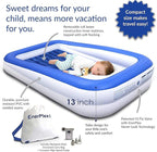 EnerPlex Kids Inflatable Travel Bed with High Speed Pump, Portable Blow up Toddler Air Mattress with Sides – Built-in Safety Bumper - Blue