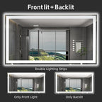 55"x 30" LED Bathroom Mirror with Lights, Double Lighting Sources Dimmable, Anti-Fog Vanity Mirror with Lights, Lighted Bathroom Vanity Mirror for Wall Tempered Glass (Horizontal/Vertical)