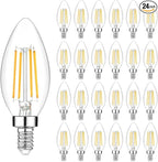 24-Pack Dimmable E12 LED Candelabra Bulbs 40Watt Equivalent, 2700K Warm White, 450Lumens, 4W B11 Vintage Chandelier Light Bulbs, LED Filament Clear Glass Candle Lamp for Ceiling Fan Home Decor