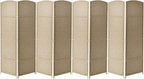 Sorbus Room Divider 6 ft. Tall - Privacy, Extra Wide Double Hinged Panels, Mesh Hand-Woven Design, Partition Room Dividers and Folding Screens, Wall Divider for Room Separation, Beige Wicker, 8 Panel