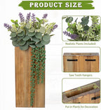 Wood Wall Planters 2 Pack with Artificial Greenery Plants - Pocket Wall Vases for Dried Flowers - Wood Wall Decor Hanging Planters for Living Room, Bedroom, Home Decor - Brown