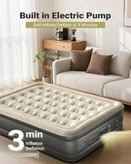 iDOO Air Mattress Queen with Built in Pump, Inflatable Mattress Queen Size, 18" Raised Blow up Mattress for Camping, Guests, Portable & Waterproof Air Bed, Colchon Inflable